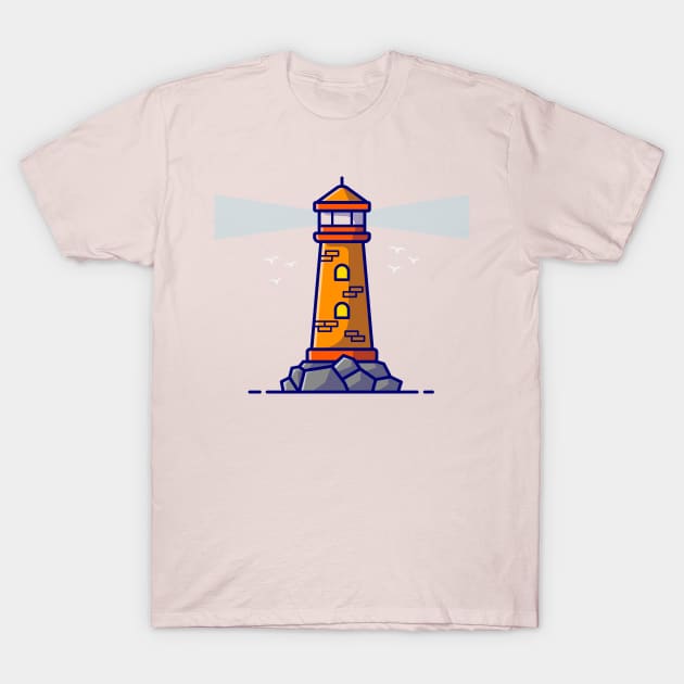 Lighthouse Cartoon Illustration T-Shirt by Catalyst Labs